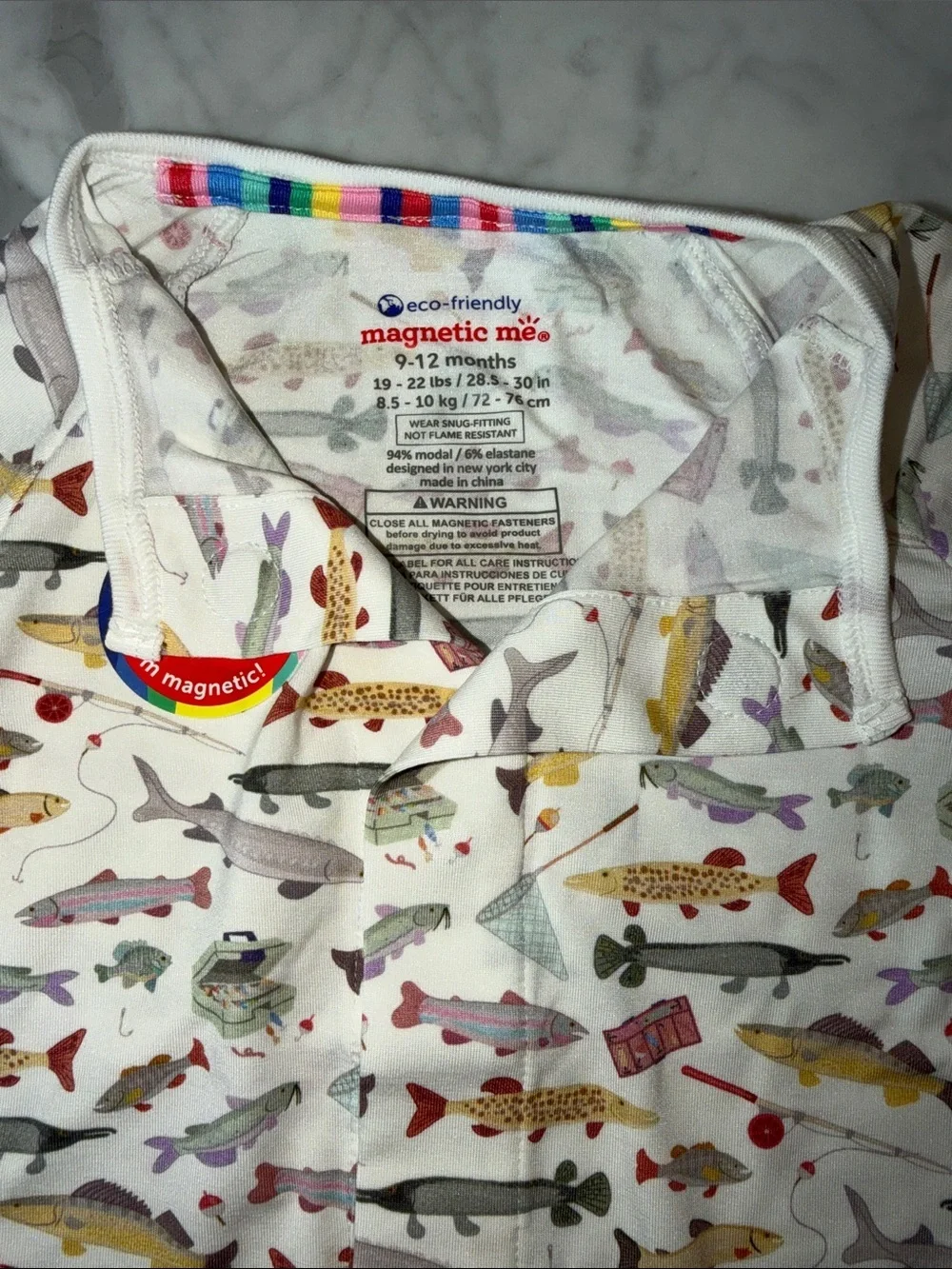 NWT MAGNETIC ME MODAL CONVERTIBLE COVERALL Fish Print One-Piece 9/12M